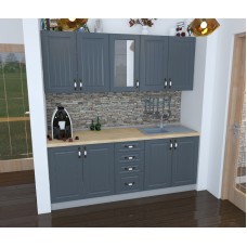 Bucatarie Zebra alba / Fronturi MDF Gri Dungi - Varianta 1